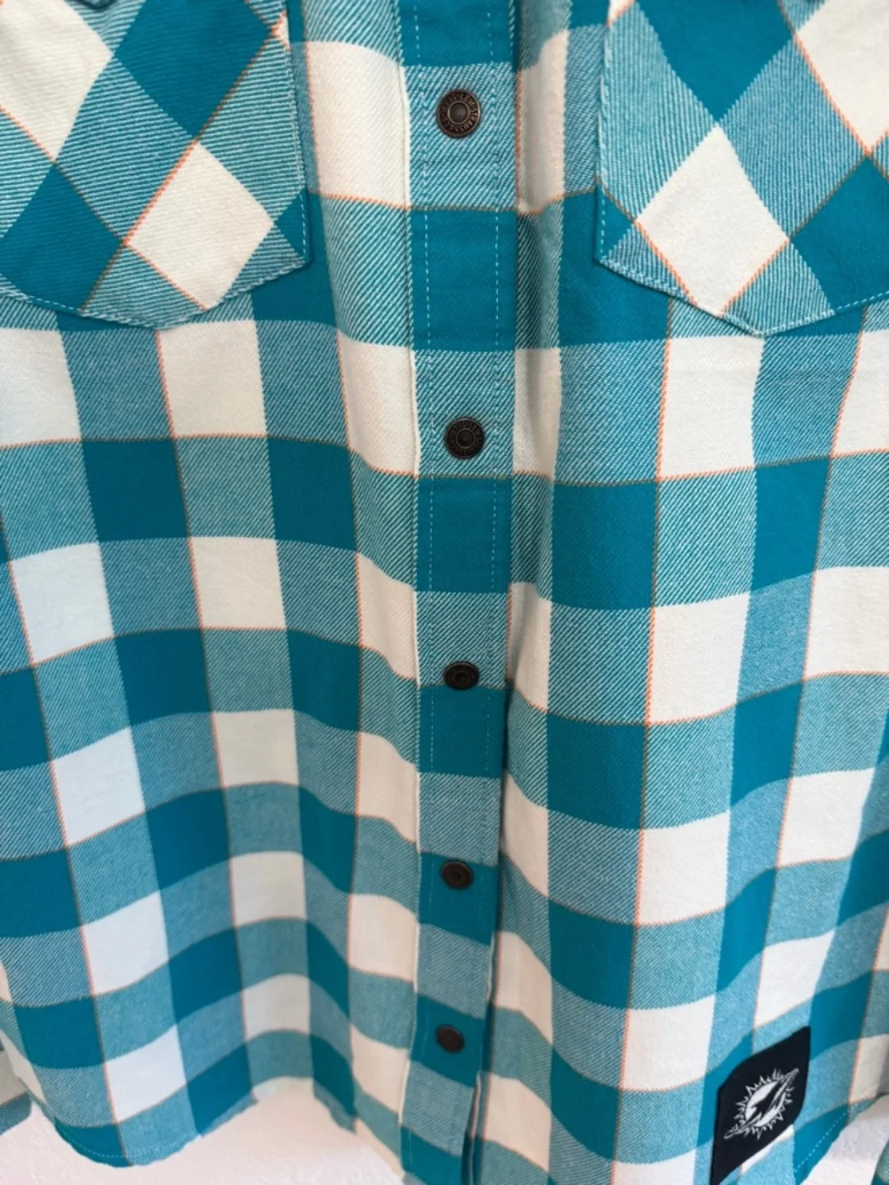 Levi’s NFL Miami Dolphins Flannel Shirt Men’s L Teal Plaid Button Down